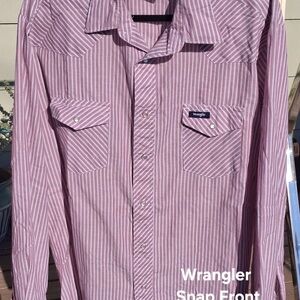 Wrangler Purple Striped Casual Button Down Shirt